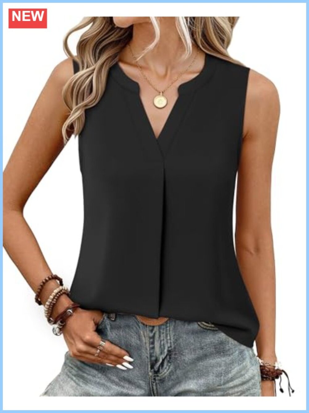 Women's Chiffon V-Neck Sleeveless Blouse Top Office Work Tunic